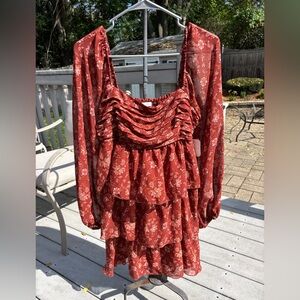 Altar’d State Red Floral Ruffle Dress XL